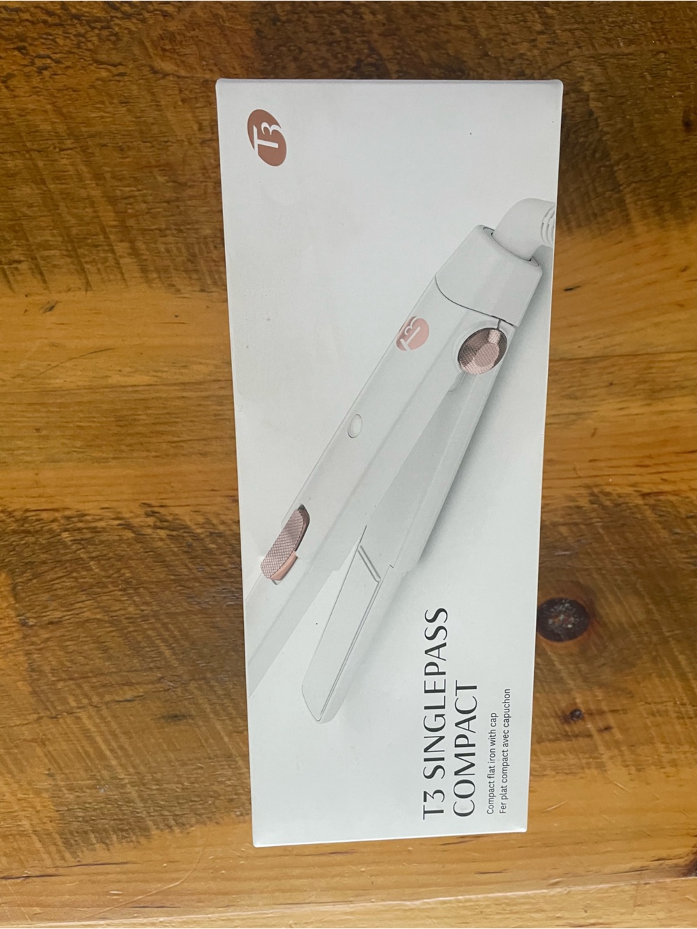 T3 Mini Flat Iron in White with Rose Gold Details